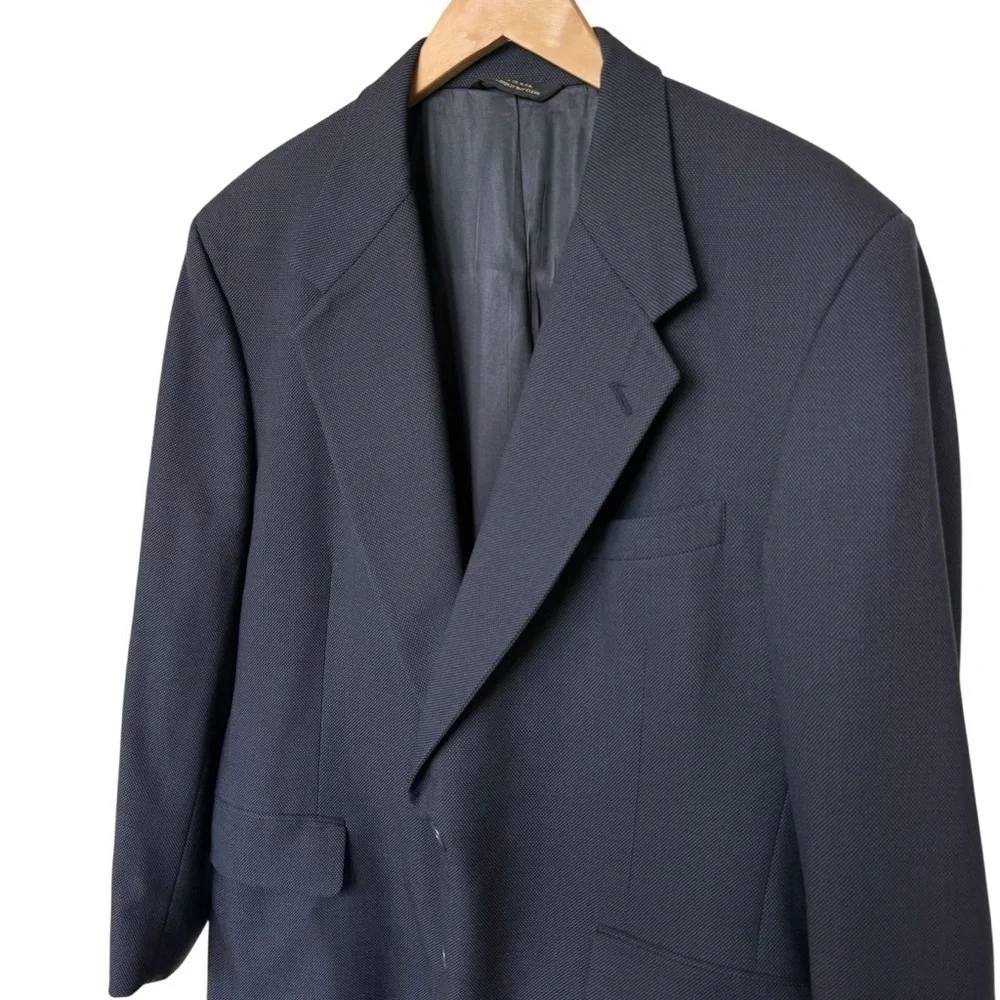 Tom James Men's Navy Sport Coat Size 48R Two-Button Notch Lapel Business Formal